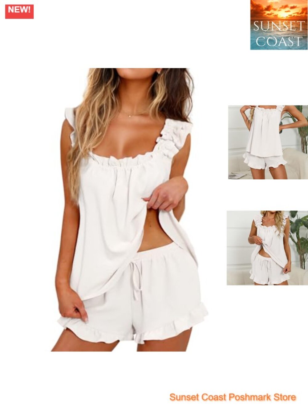 Women's 2-Piece Ruffle Pajama Set Tank Top & Shorts Sleepwear